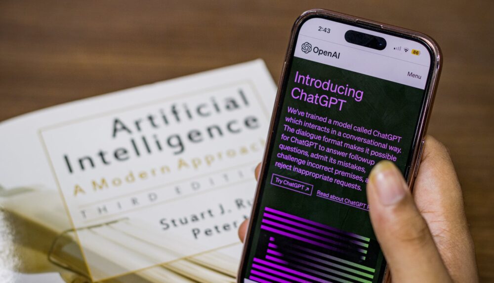 webpage of chatgpt a prototype ai chatbot is seen on the website of openai on iphone or smartphone